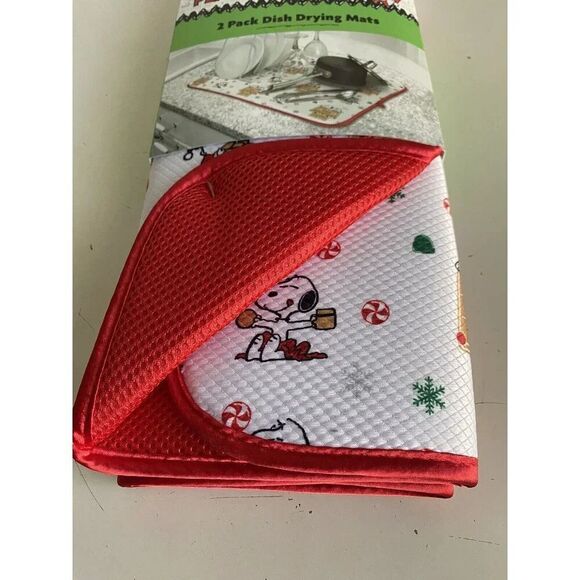 2 Pack Peanuts SNOOPY CHRISTMAS Dish Drying Mats 16 X 18” Gingerbread House NEW - Picture 4 of 16